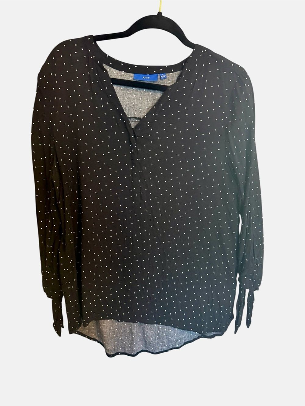 Women’s Apt. 9 Black Blouse with White Dot Print Size Large